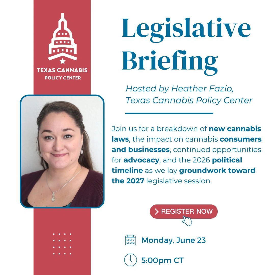 Graphic: Legislative briefing hosted by Heather Fazio of TCPC, Monday, June 23, 2025, at 5 p.m. CT