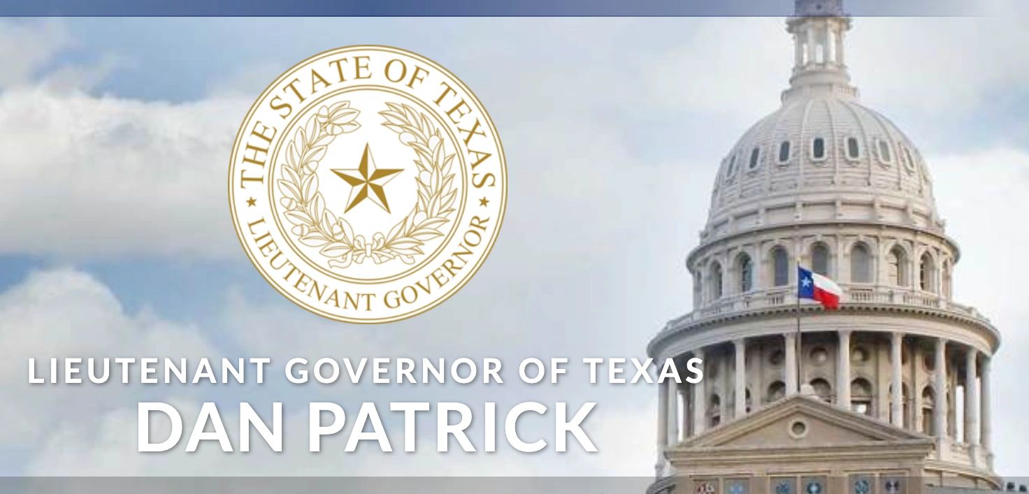 Banner for the office of Lt. Gov. Dan Patrick with the Texas Capitol dome