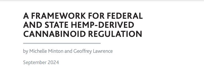 Title page of the Reason Foundation report A Framework for Federal and State Hemp-Derived Cannabinoid Regulation, September 2024