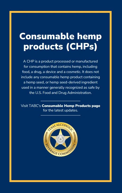 TABC poster explaining what counts as a consumable hemp product