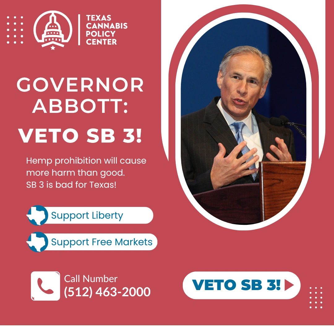 TCPC graphic: Governor Abbott: Veto SB 3! Call (512) 463-2000